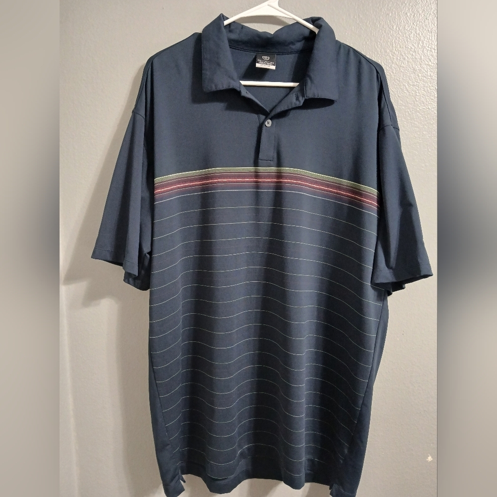 Nike Men's Navy Polo Shirt with Striped‎ Design